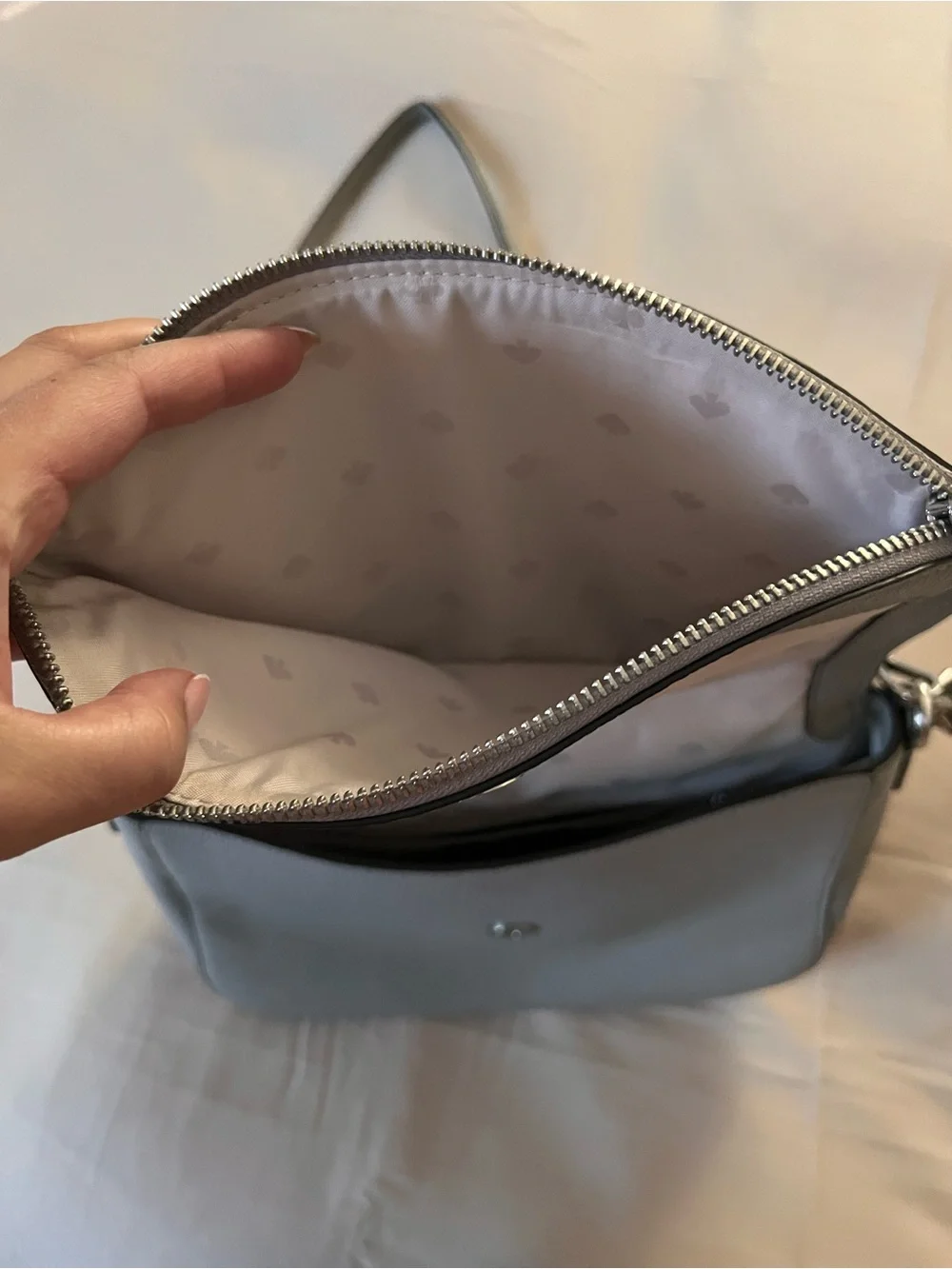 Kate Spade New York Gray Pebbled Leather Convertible Shoulder & Crossbody Bag
